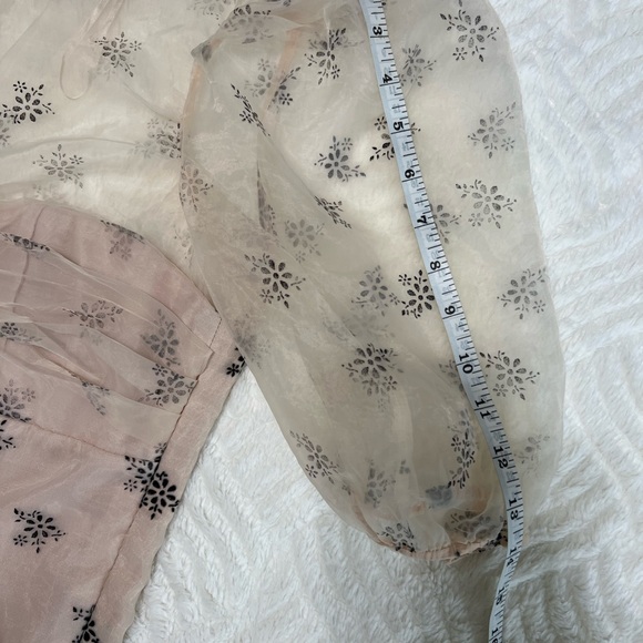 Zara Sheer Floral Blouse - Black and Cream - Picture 11 of 11